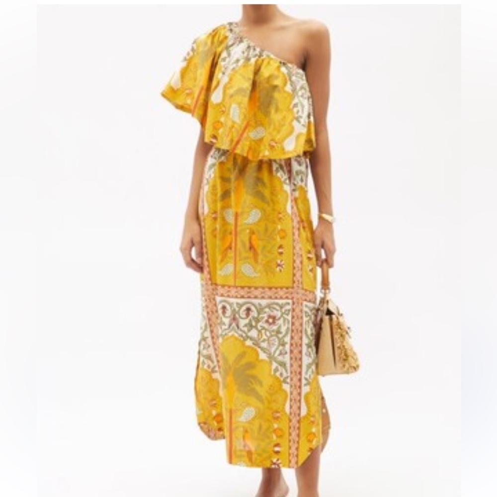 NWOT Johanna Ortiz one shoulder cotton dress